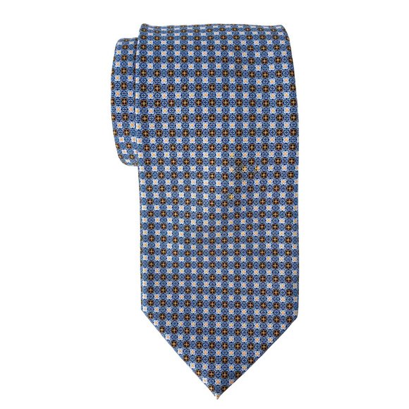 ERMENEGILDO ZEGNA Blue Micro Floret Grid Silk Tie - Picture 13 of 16